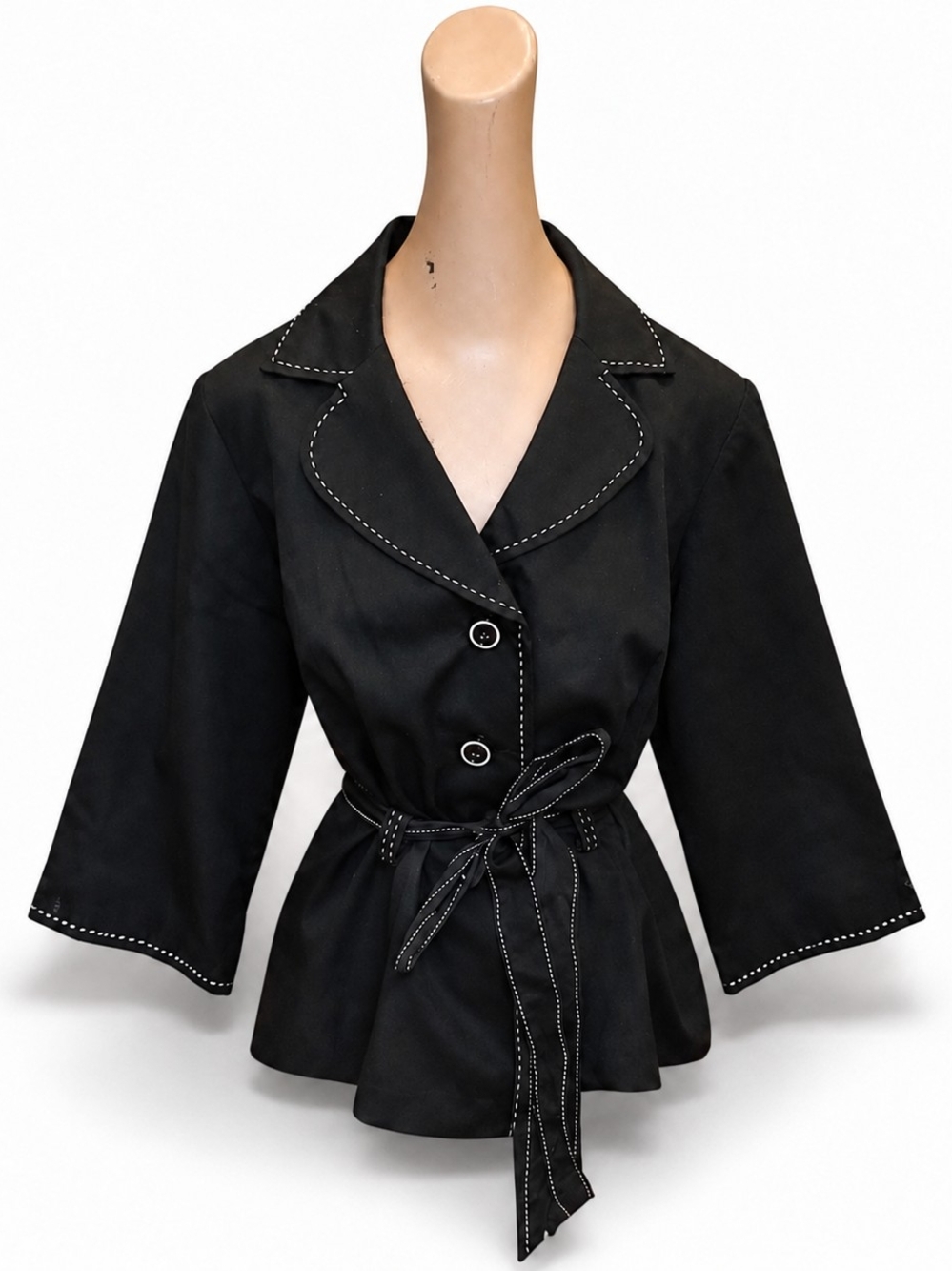 90's Studio I Black Belted Peplum Blazer - Size, M/L.